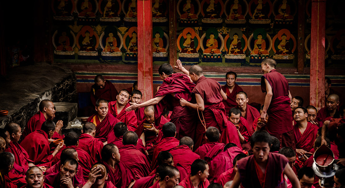 Monks in Tashi Lhunpo monastery