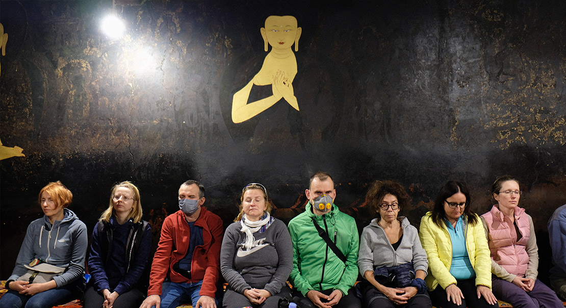 Some friends from Poland Meditating in Tashi lhunpo Monastery